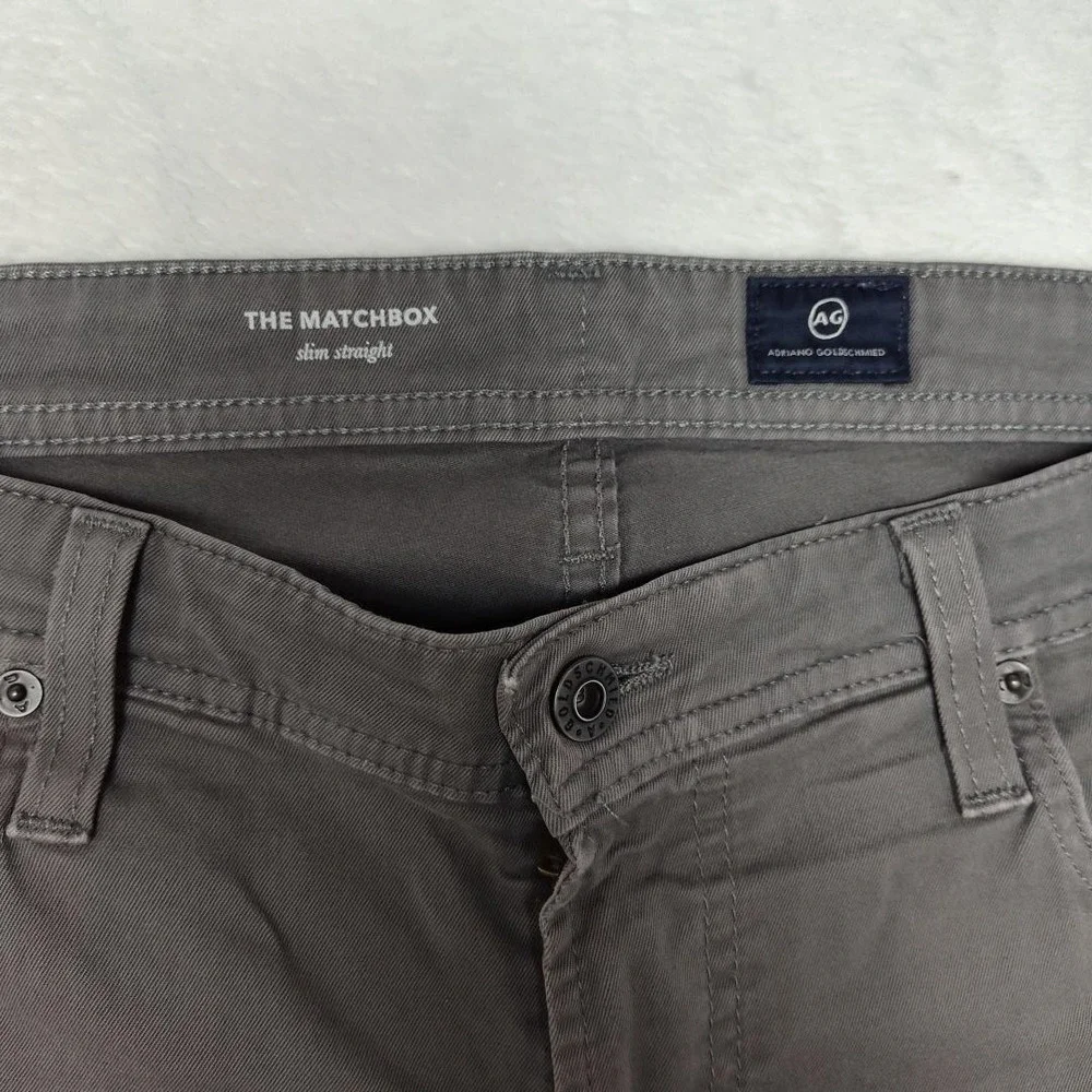 AG Adriano Goldschmied Matchbox Jeans Mens 36x28 Gray Slim Straight Stretch USA
